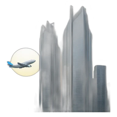 Two skyscrapers with an airplane heading towards them sticker