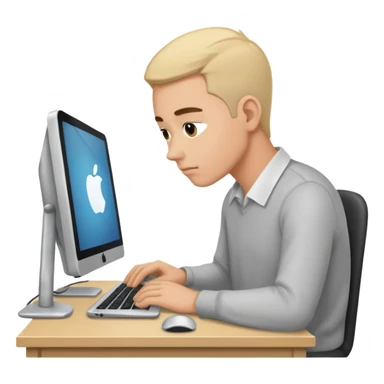 ligth man working on his computer sticker