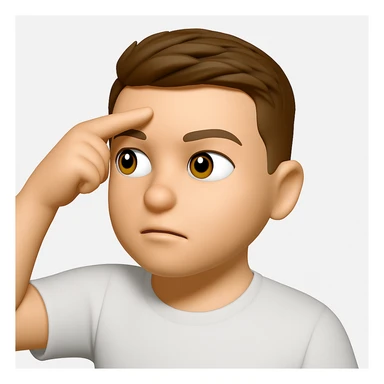 Based on these photos, make an emoji with facial features preserved, a man in a white T-shirt, looking into the distance sticker