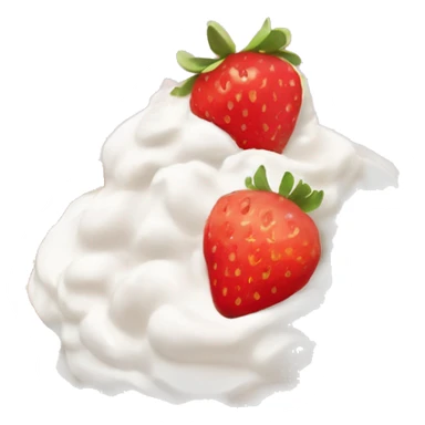 square waffle with dollop of whipped cream and strawberries on top sticker