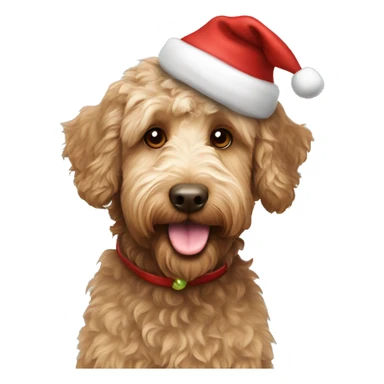 australian labradoodle with Christmas hat sticker