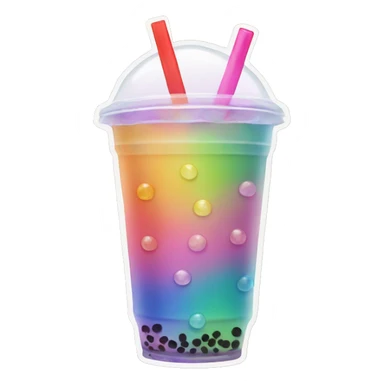 rainbow bubble tea sticker