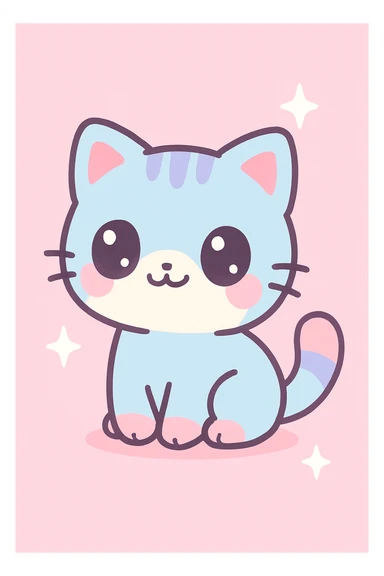cute kitten, kawaii style sticker