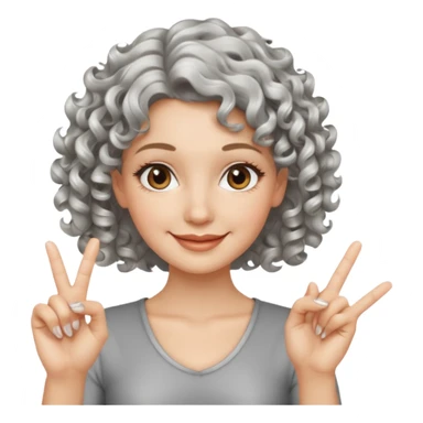 silver, short, wavy-haired with curls, smiling pretty lady, index and middle fingers crossed sticker