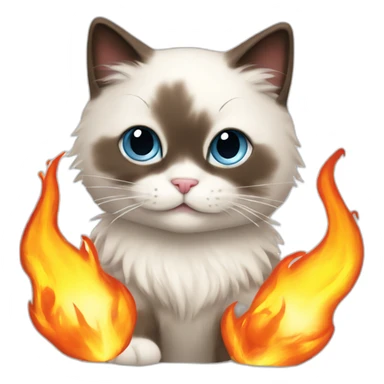 ragdoll cat playing with fire sticker