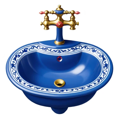Victorian style bathroom sink blue and white  sticker