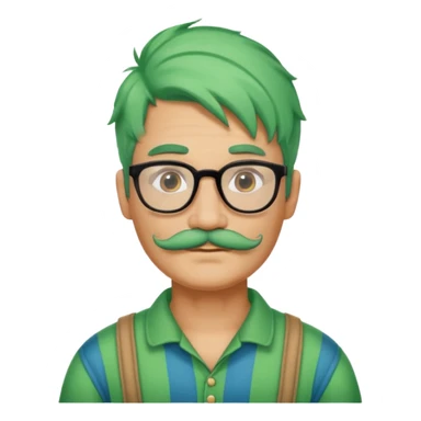 venice gondolier with green hair, glassess and mustache sticker