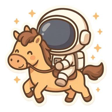 astronaut on horseback with stars in background sticker