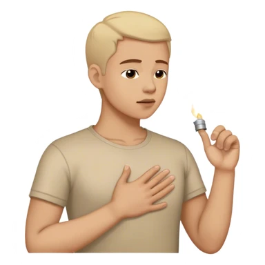 a person places a hand on their chest, taking a deep breath before choosing the lighter path, symbolizing their decision to respond instead of react with peace. light sticker