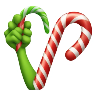 Grinch hand holding candy cane  sticker