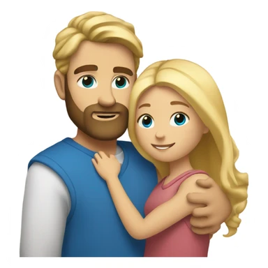 A girl with blond hair and brown eyes hugs a bearded blue-eyed man with blond hair sticker