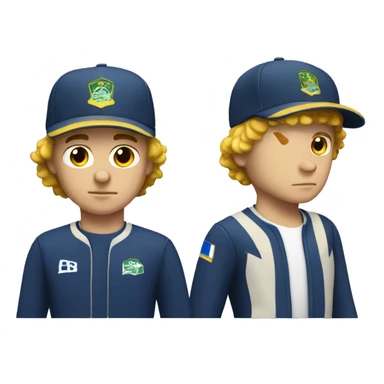young white guy with small wavy hair brazilian race suit and hat serious sticker