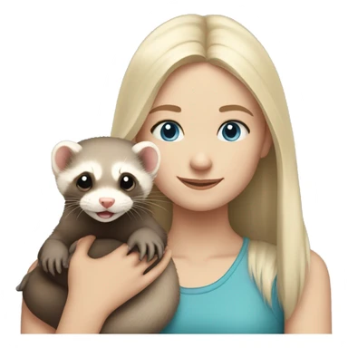 Ferret in hands of a blond girl with blue eyes  sticker