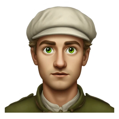 25 year old green eyed peasant during the 1917 revolution in russia photorealistic serious sticker