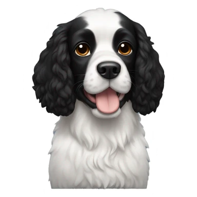 Small completely black spaniel with black fur on his whole face and white fur on chest sticker