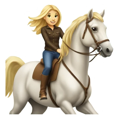 Blonde girl ridding horse sticker