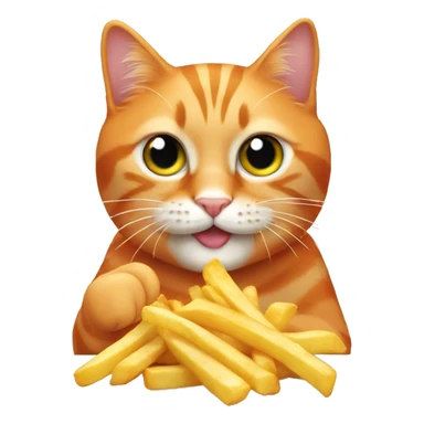 orange cat eating fries  sticker