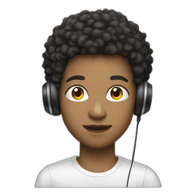 a teenager with short afro hair and a side fade wearing headphones sticker