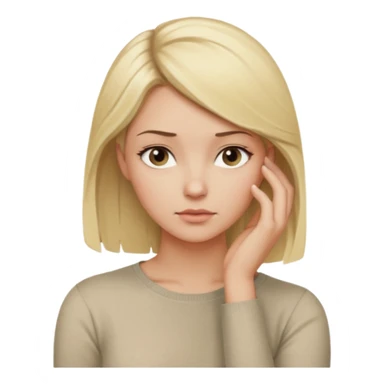 Cewe blonde yang lagi overthingking lalu ada satu tangannya memgang kepala keliatan setengah badan tanganya kosong dan satu aja mukanya banyak pikiran sticker