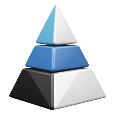 2D triangle with squares stacking up inside to demonstrate a social hierarchy (all black and white) sticker