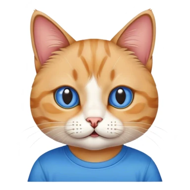 Funny cat with a blue t shirt sticker