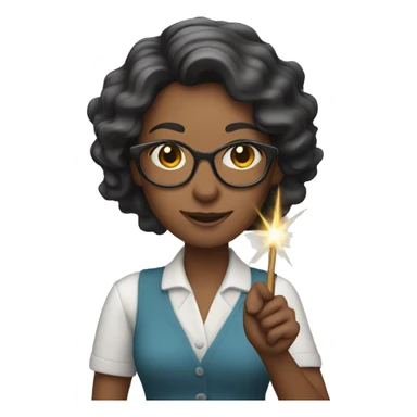 a female teacher holds a magic wand in her hand sticker
