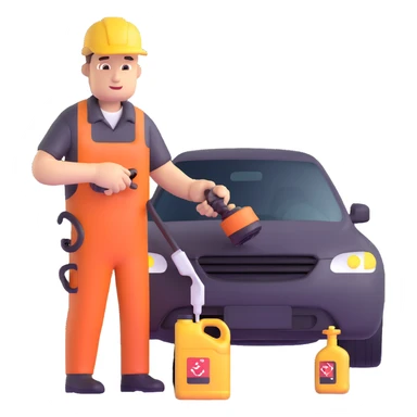mechanic changing car oil sticker