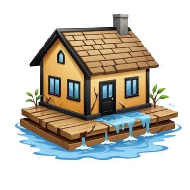 Flooded house in hurricane sticker