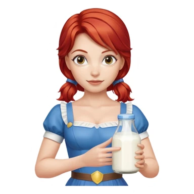 Milk themed women super hero red hair milkmaid super hero holding milk sticker