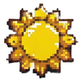 sun as a star shape, yellow pixel art sticker