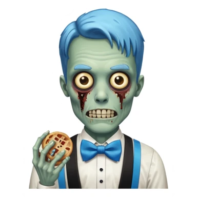 zombie zombie waiter with blue bow tie sticker