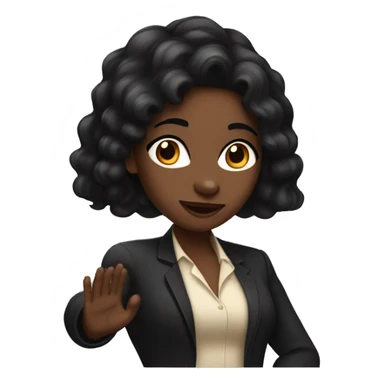 Rich black girl with long black hair signaling stop with her hand sticker