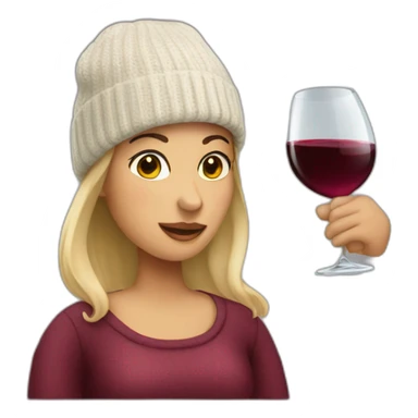 Woman with a beannie drinking wine sticker