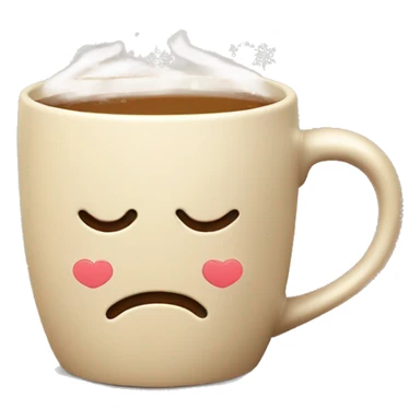 mugs with a hot drink decorated with snowflakes or a striped caramel stick. Steam rises from the mug in the shape of hearts. The color of the mug is warm beige sticker