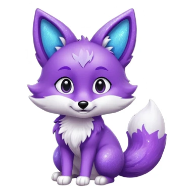 glitter purple and cian fox sticker