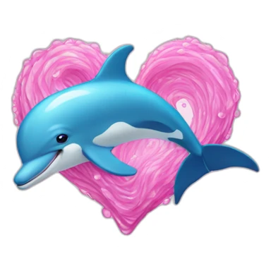 dolphin sea  wave heart sticker