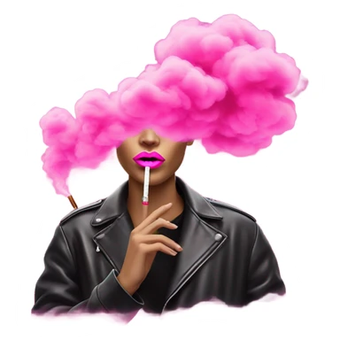 Neon pink lips are blowing smoke, and a cigarette is in her mouth sticker