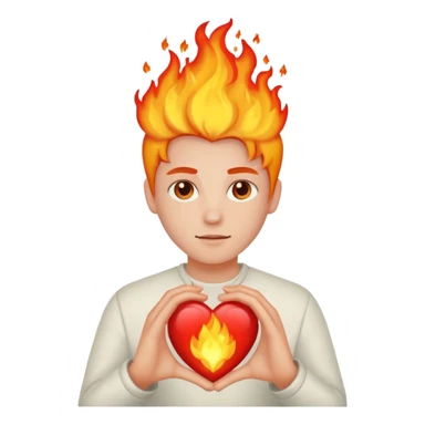 Cœur en feu avec u sticker