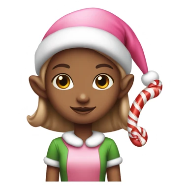 Girl elf holding a candy cane pink sticker
