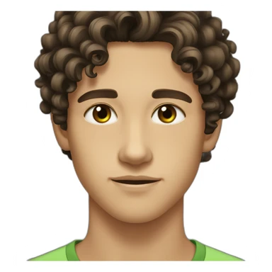 15 years old boy with very dark brown curled hair tan light skin and greenish dark brown eyes  sticker
