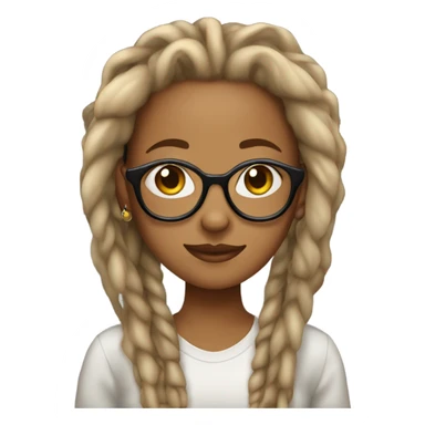 Tan girl with glasses and and dread locs hairstyle with ear piercings sticker