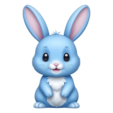 cute blue rabbit, light blue bunny rabbit, happy sticker