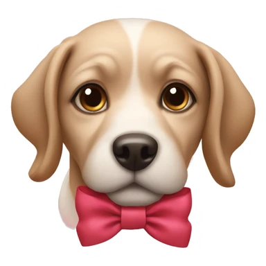 dog with bow ribbon sticker