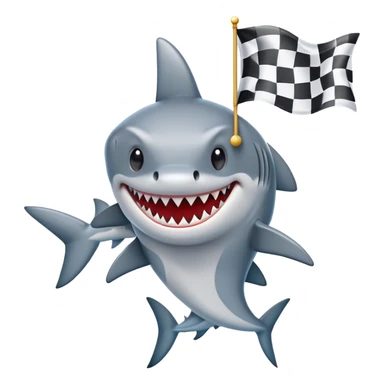 shark holding a checkered flag sticker
