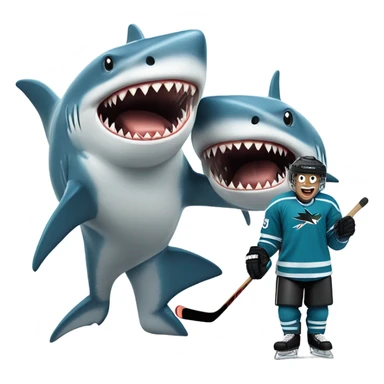 Hockey player and shark sticker