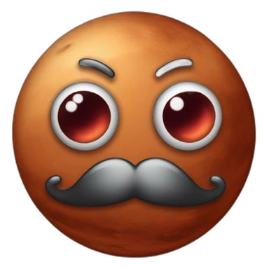 the round planet mars with furios eyes and moustache sticker