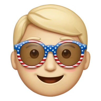 Smiley emoji wearing star shaped sunglasses with American flag print on glasses sticker