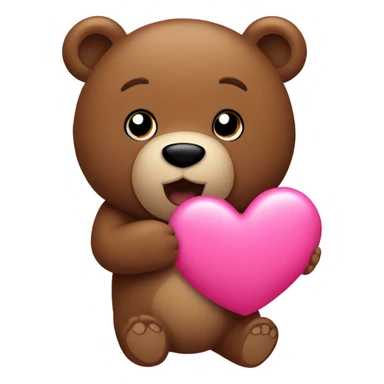 Brown bear with pink heart sticker