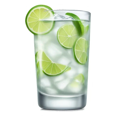 Gin and tonic in a nice glass with a slice of lime sticker