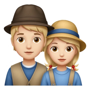 Girl boy emwearing hat sticker